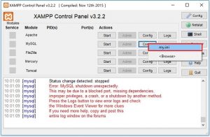mysql shutdown unexpectedly in xampp control panel